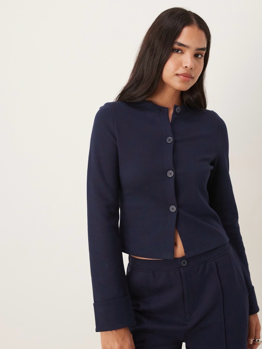 ASOS Navy Button-Front Cardigan